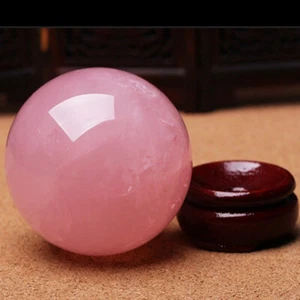 60mm Natural Pink Rose Quartz Quartz Sphere Healing Stone Crystal Ball W/ Stand - Picture 1 of 13