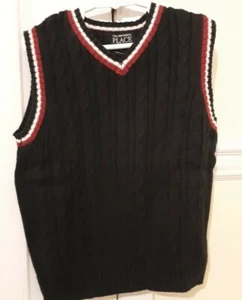 The Children's Place Sleeveless Sz XS (4)Navy Blue Cable Knit Sweater Vest EUC - Picture 1 of 3
