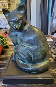 8,5" große schwarz/grüne Katze/Kätzchen HERGESTELLT IN INDIEN  - Bild 1 von 11