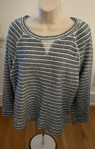 Suéter Pullover Lou & Gris Algodón Negro y Crema Rayas Tejido Cuello Barco Mediano - Imagen 1 de 12