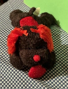 Black & Red Plush Puppy w/Hearts and Bows, 1990’s - Picture 1 of 11
