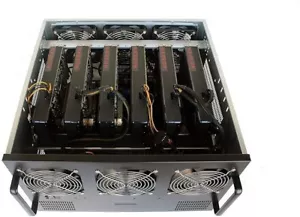 6U GPU Bitcoin Mining Rig Server Case – 6 Fans Pre-Installed – Cooling vents - Picture 1 of 5