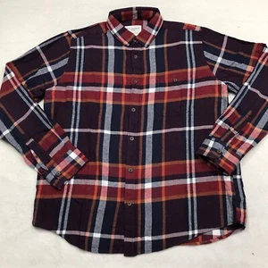 PRIMARK Flannel Shirt Men L Orange Red Purple Blanket Plaid Grunge Autumn Gorp - Picture 1 of 16