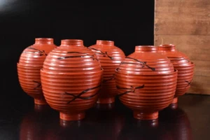 F9718: Japanese Wooden Lacquer ware Shapely TEA BOWL/dish of soup Bundle sale - Picture 1 of 9