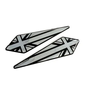 x2 Union Jack UK England Flag Car Wing Chrome 3D Domed Gel Decal Sticker Badges - Picture 1 of 2