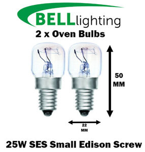 Oven Bulb 300°C Cooker Appliance Lamp Light 25W 240V SES E14 Bell - 2 Pack
