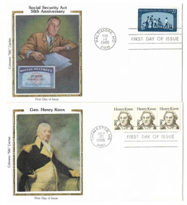 US 1985 FDC Colorano Silk Cachet Mixed  Covers ( Lot of 9 covers) - Image 1 of 4