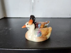 Herend Loving Duck Pair Natural Bird Ducks Figurine Small Retired - Picture 1 of 8
