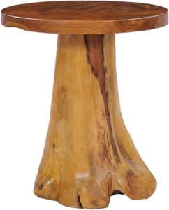 round Coffee Table with Solid Teak Wood and Unique Tree Root Stand - Handcrafted - Picture 1 of 8