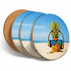 4 Set - DJ Pineapple Beach Summer Coasters - Kitchen Drinks Coaster Gift #12439