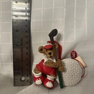 Vintage Kurt S Adler Holly Bearies Teddy Bear Golfer Christmas Ornament New - Picture 1 of 5