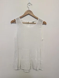 TSID Clothing Womens Tank Top Size 14 White Viscose Sleeveless Round Neck Button - Bild 1 von 4
