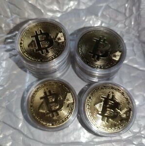 MONETA Bitcoin BTC colore oro da collezione/commemorativa