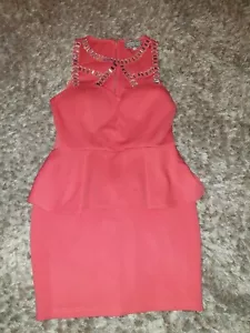 Pink Boutique uK 14 Pink Dress Body Con Sequin Neck Pattern - Picture 1 of 5