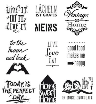 Schablone Sprüche Text Schrift A4 Universal Stencil Textil Wand Viva Decor - Bild 1 von 2