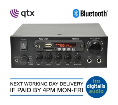 QTX KAD-2BT 55w Digital Stereo Amplifier Bluetooth Tuner USB SD Aux IN Mic Input - Image 1 of 4