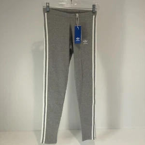 Adidas Women's 3 Stripes Tight Fit Elastic Waist Legging Heather Gray Small NWT - Picture 1 of 6