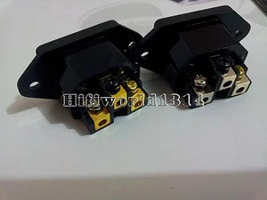 1x Hifi Cobre Oro Rodio Enchapado CA IEC Enchufe Chasis CD AMP - Imagen 1 de 7