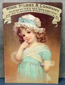 Tarjeta de felicitación de colección Bonnie Blue Print Wood Stubbs Company Nursery and Seedsman 7"x5" - Imagen 1 de 4