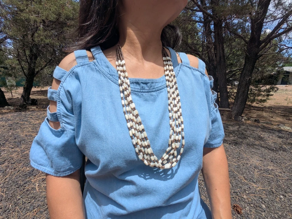 Santo Domingo Kewa Necklace MOP Shell Heishi Handmade by B Coriz NA Jewelry - Image 1 of 4