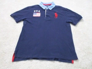 Polo Ralph Lauren Big Pony Short Sleeve US Flag Rugby Polo Shirt Boys XL 18 - 20 - Picture 1 of 12