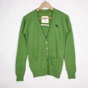 Cardigan Abercrombie & Fitch in puro cashmere verde taglia XS da donna - Foto 1 di 8