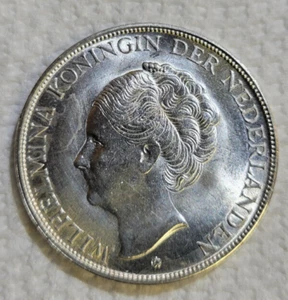 1944 CURACAO Netherlands Kingdom WILHELMINA 2½ Gulden Coin~ - Picture 1 of 3