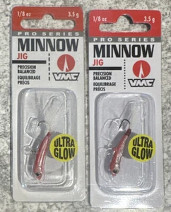 2 paquetes de plantilla de pesca en hielo pececillos serie VMC Pro 1/8 OZ resplandeciente rojo UV - Imagen 1 de 1