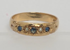 9ct Gold Ring Sapphire and Seed Peral Band ring Size M 1/2 - 9ct Yellow gold