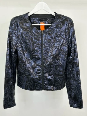 JOE'S Sequin Topper Classic Formal Pockets Coat Size L Blue & Black Women Jacket - Image 1 of 4