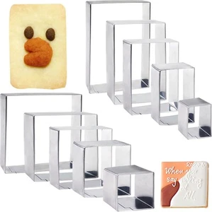 10PCS Rectangle Cookie Cutter Square Mold Stainless Steel Silver - Picture 1 of 5