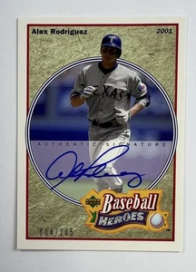 Upper Deck Baseball Heroes 2002 #SHB-R Alex Rodríguez automático 4/185 AR139 - Imagen 1 de 2