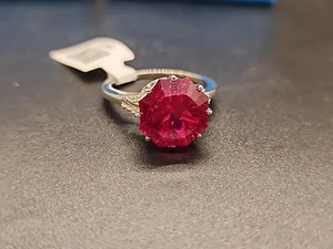 LC 8.58ctw Ruby Rhodium Over Sterling Silver Ferris Wheel Cut Ring Sz 10 JSM479 - Picture 1 of 9