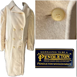 Women Vintage Pendleton Double Breasted Wool Overcoat Women's Black UK Size 14 - Picture 1 of 15