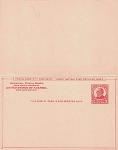 An Unused Entire 1926 3¢ + 3¢ Reply Attached McKinley Postal Card -- Scott #UY12 - Picture 1 of 2