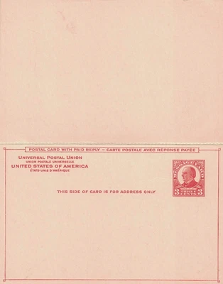 An Unused Entire 1926 3¢ + 3¢ Reply Attached McKinley Postal Card -- Scott #UY12 - Image 1 of 2