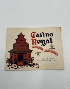 Carpeta de fotos de recuerdo Casino Royale DC club nocturno guardar sake años 40 blanco y negro azul marino hombres - Imagen 1 de 4