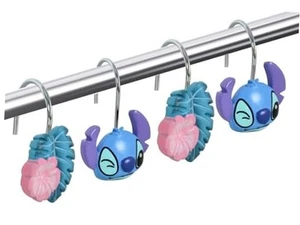 12-Piece Shower Curtain Hooks, Decorative Stainless Steel Shower Blue Cute - Picture 1 of 7