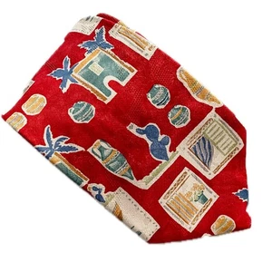 Vintage Dormeuil retro kitschy villa painting print 100% silk tie 3.75" w - Picture 1 of 5