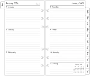 2026 Weekly & Monthly Planner Refill, 3-3/4" X 6-3/4", Jan 2026 - Dec 2026, Pers - Picture 1 of 12