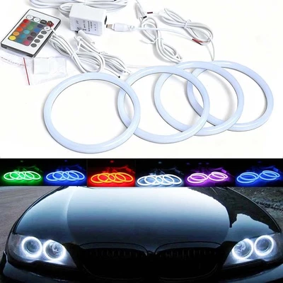 4Pcs RGB Headlight LED Angel Eyes Halo Rings For BMW LCI E46 3 Series 2004-2006 - Image 1 of 4