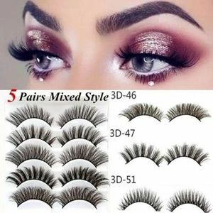 Strips Handmade 3D Faux Mink Hair Natural Long False Eyelashes Wispy Fluffy - Picture 1 of 8