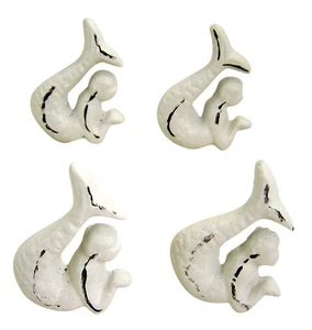 Rustic White Cast Iron Mermaid Cabinet Handles Drawer Pulls, Set of 4, 2 Inch - Picture 1 of 5