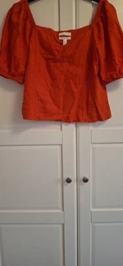 Womens Red/orange Linin Top Size 16 - Picture 1 of 6