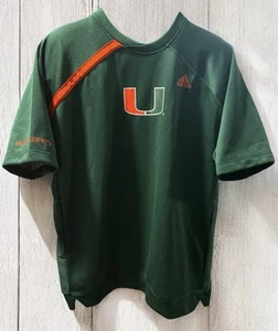 Nike Miami Hurricanes Men's Size Small Green & Orange Workout Shirt Pullover - Picture 1 of 9