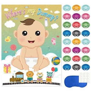 Baby Shower Party Spiele Pin The Dummy auf das Baby-Spiel mit 24Pcs Schnuller... - Bild 1 von 7