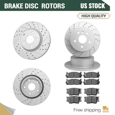 Rotores de freio a disco dianteiro traseiro + pastilhas de freio para Toyota Camry 2012-2017 todos os modelos - Imagem 1 de 4