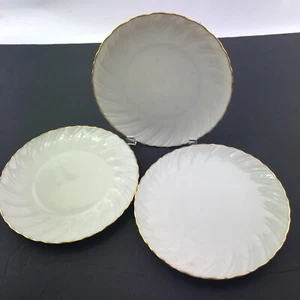 Lot of 3 Lenox Laurent D516 Salad Dessert Plates Discontinued Ivory Swirl Gold - Imagen 1 de 4