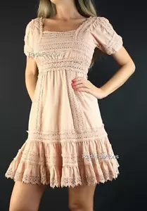 Victoria's Secret VS Woven Crochet Lace Peasant Fit Flare Summer Dress - Picture 1 of 2