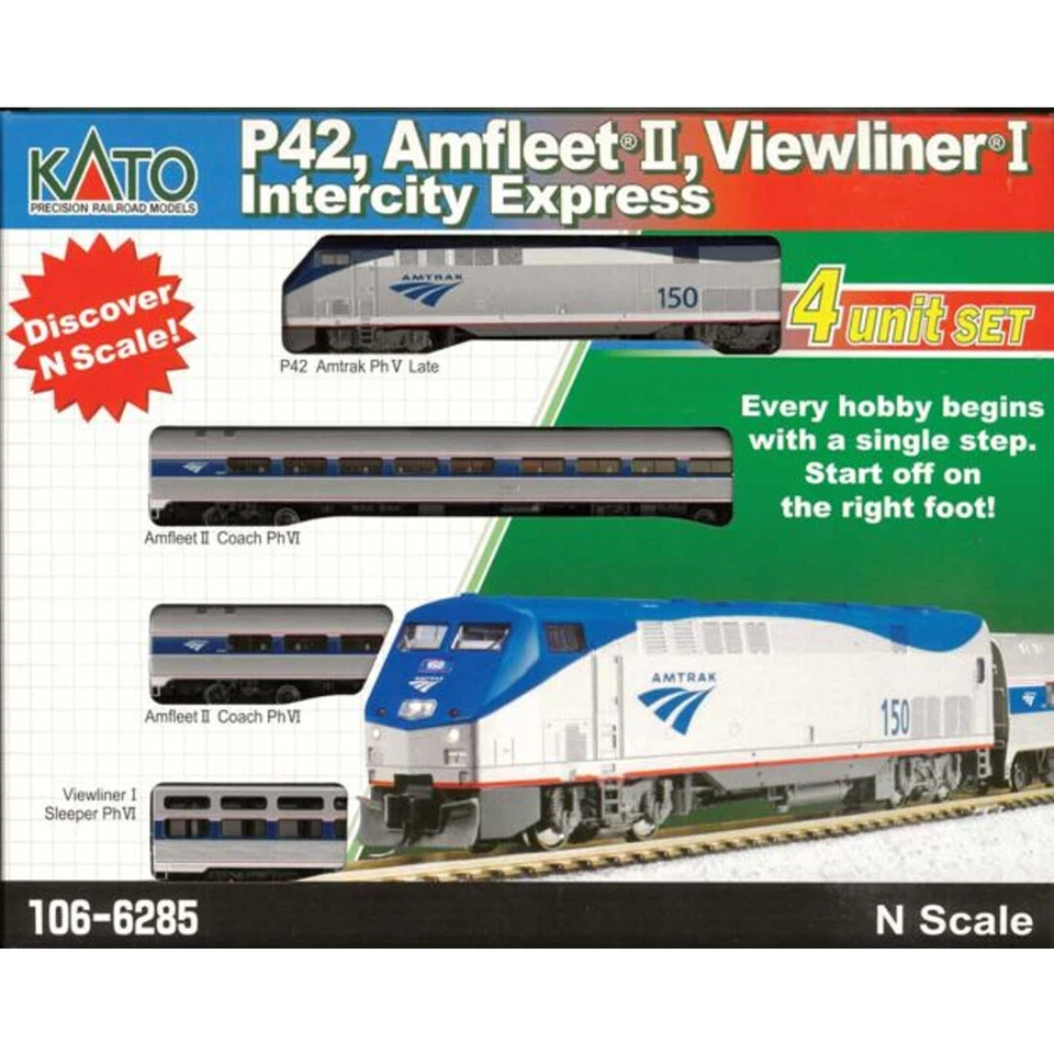 Kato 106-6285 Amfleet II & Viewliner I Intercity Express Train 4 Car Set N Scale - Image 1 of 1